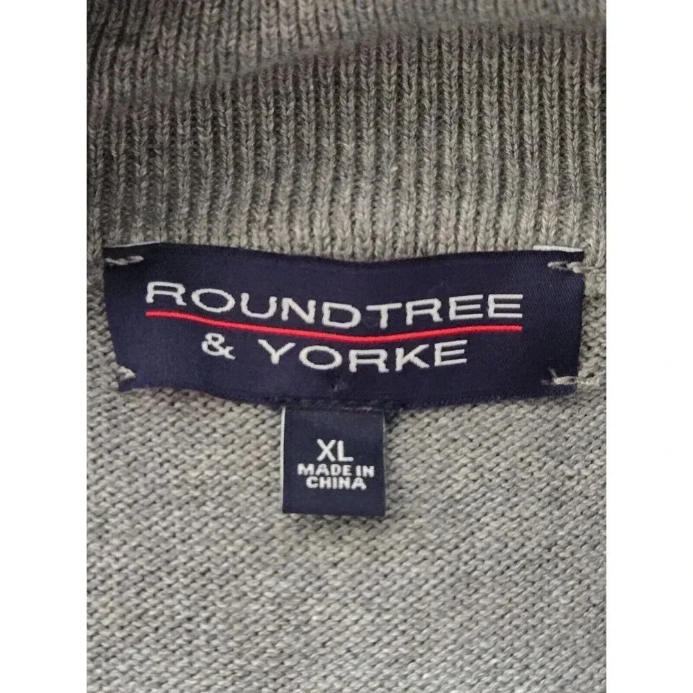 Roundtree & Yorke Men's Sweater grey Pullover Knit 1/4 Zip Mock Neck size XL